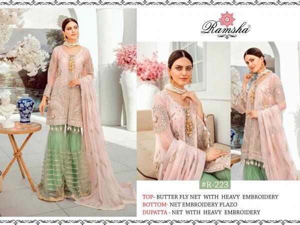 Ramsha R-221 To R-223-Net-With-Embroidery-Pakistani-Style-Salwar